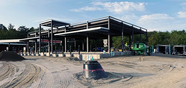 Metal framework of a building